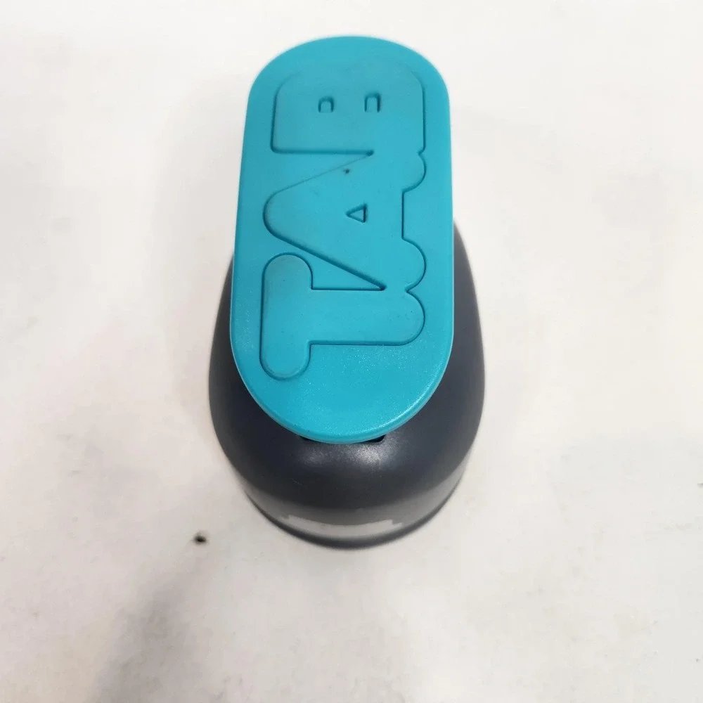 We R Memory Keepers TAB Craft Punch 2-2.75 In Tab Shape Teal Gray Label Paper